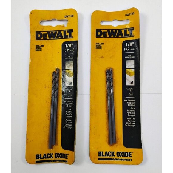 DeWALT DW1108 1/8" Drill Bit - Black/Gold lot of 2 - Picture 1 of 9